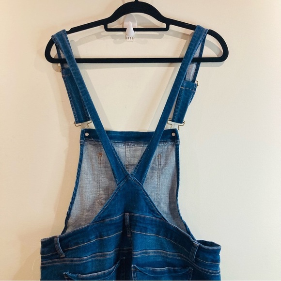 WAX Jean Sz 1XL Distressed Mid Wash Denim Overalls  New with Tag - Picture 8 of 12